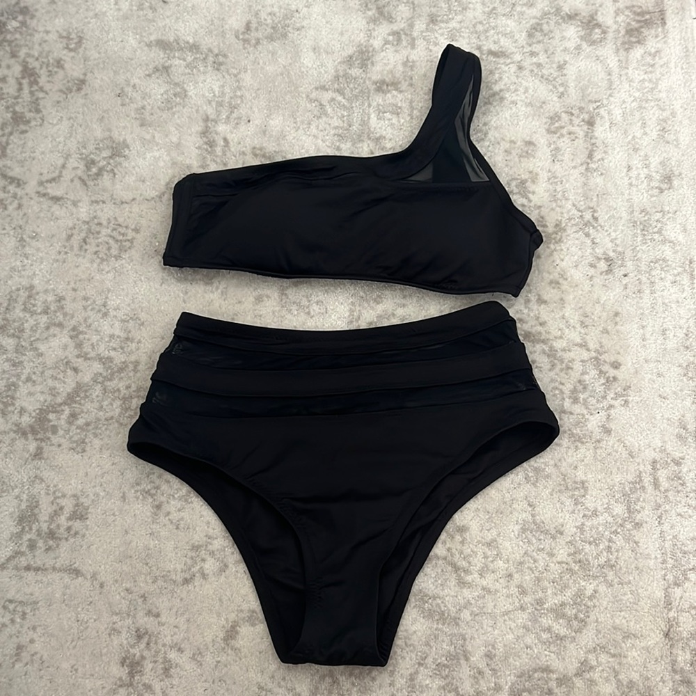 One shoulder high waist bikini